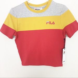 FILA Retro 70s Vibe Mustard & Ketchup Red Tee New